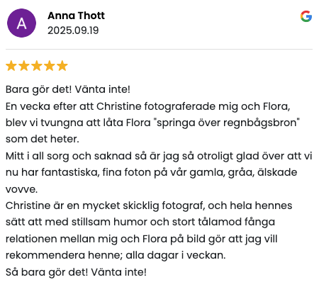 I Tell Your Story, recension, husdjursfotografering, Råå